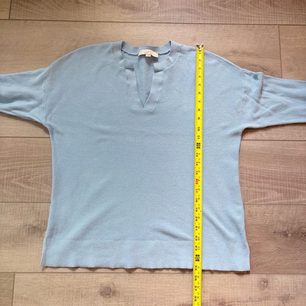 Loft Sky Blue V-Neck Sweater - Picture 7 of 7